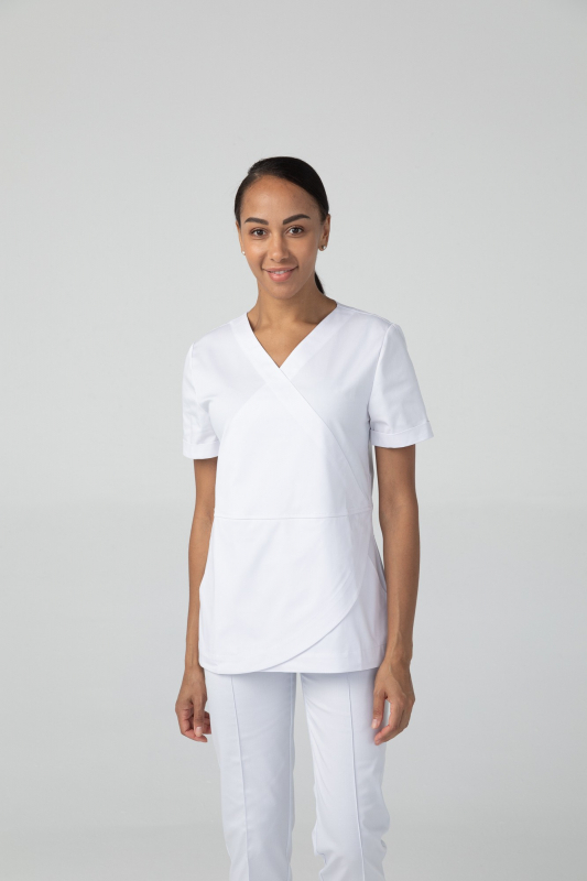 Medical tunic DrNice with short sleeves, white